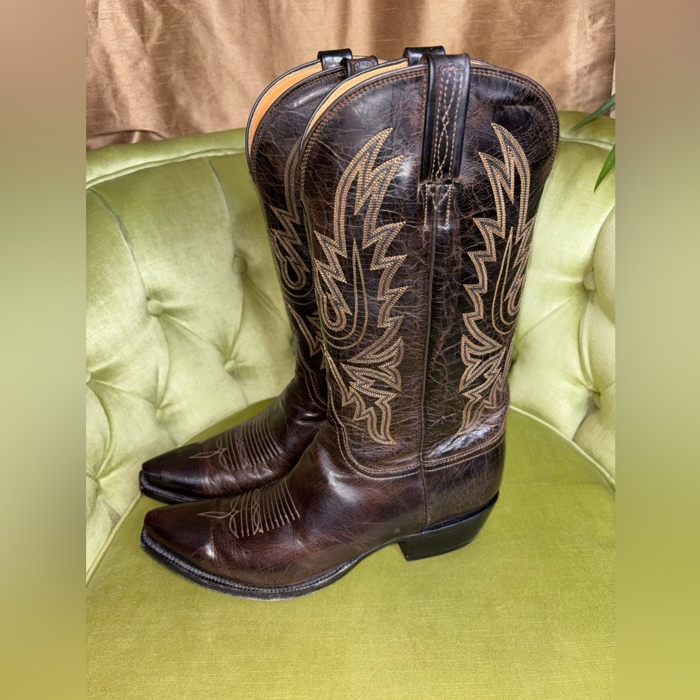 Lucchese Corbin Cowboy Western Boots Mens 9.5 Mad Dog Leather Goat L0414 - Picture 10 of 11